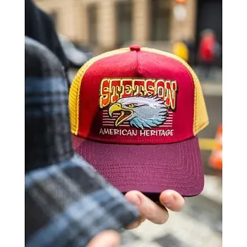 Kšiltovka Kšiltovka Stetson Trucker Cap Eagle Head Burgundy / Beige