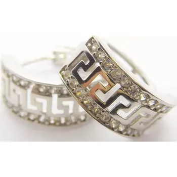 Náušnice Klenoty Budín Dámské kruhové náušnice se zirkony - řecký vzor 585/1,95gr HK2223 (Klenoty Budín Dámské kruhové náušnice se zirkony - řecký vzor 585/1,95gr HK2223)