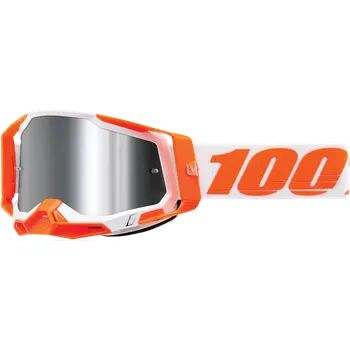 Motocyklové brýle a Motokrosové brýle 100% RACECRAFT 2 ORANGE 50010-00013 se zrcadlovým stříbrným objektivem + čirý + trhačky