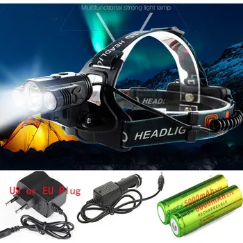 Čelovka 9000 LM Cree XM-L T6 Head Lamp High Power LED Headlamp 4Mode LED Headlight+EU/US Charger+2x18650 battery For Hunting/Camping