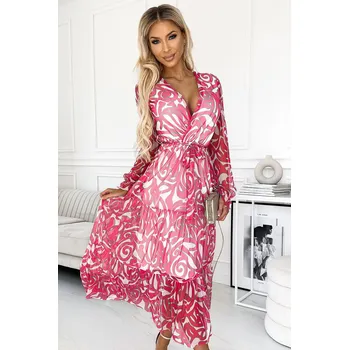 Dámské šaty Vlněné růžové šaty s volánky - Numoco, universal i240_182473_2:universal