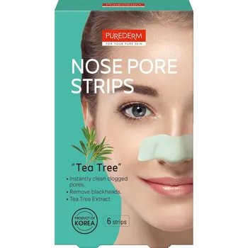 Přípravek na čištění pleti a oči Purederm Čisticí pásky na nos Tea tree, 6 ks