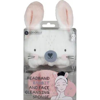 Čelenka Standelli professional Kosmetická čelenka Zajíček + čisticí exfoliační houbička 2 ks