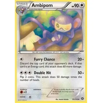 Sběratelská karetní hra Pokémon STS 091/114 Ambipom - Steam Siege Stav: Excellent, Verze: NORMAL