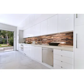 Fototapeta DIMEX | Fototapeta do kuchyně Dřevěná zeď KI-420-063 | 420 x 60 cm | béžová, hnědá + Samolepicí fototapeta za kuchyňskou linku DIMEX Dřevěná zeď v šíři 420 cm