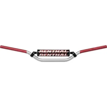 RENTHAL řídítka 7/8 CALA 22mm MX HANDLEBAR SILVER/RED RC PADDED, barva stříbrná/červená s hrazdou HONDA XR350 rok 1990
