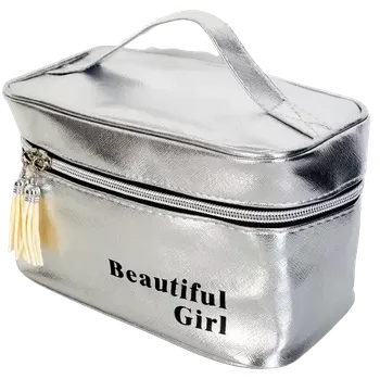 Kosmetická taška Kosmetická taštička se zrcátkem Beautiful - stříbrná