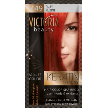 Barva na vlasy Victoria Beauty Keratin Therapy Tónovací šampon na vlasy V 49, Ruby, 4-8 umytí