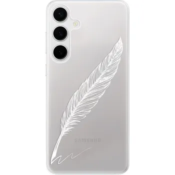 Pouzdro na mobilní telefon Odolné silikonové pouzdro iSaprio - Writing By Feather - white - Samsung Galaxy S24+
