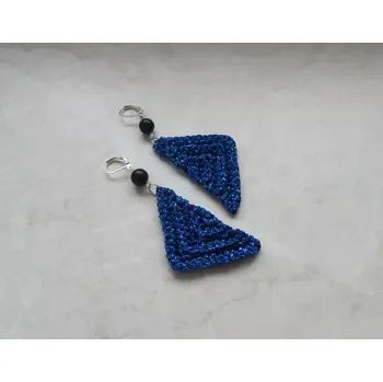 Náušnice Háčkované náušnice trojúhelník modré z kolekce "GALA" (24002009)