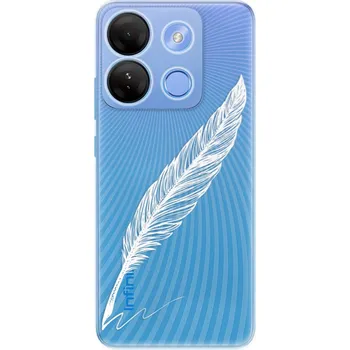 Pouzdro na mobilní telefon Odolné silikonové pouzdro iSaprio - Writing By Feather - white - Infinix Smart 7