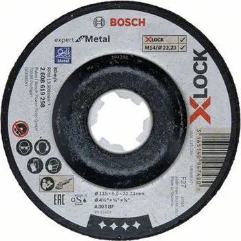 Řezný kotouč BOSCH Broušení s přesazeným středem Expert for Metal systému X-LOCK, 115×6×22,23 Professional