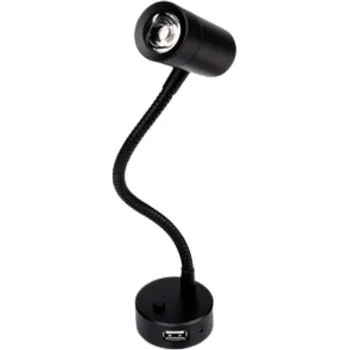 Lampička REIMO Hliníková LED lampička na čtení, 12V, USB port Barva: Černá