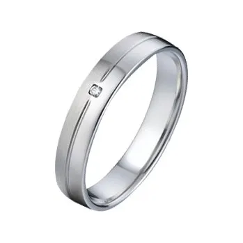 Prsten NUBIS® NSS3017 Snubní ocelový prsten se zirkonem, šíře 4 mm - velikost 48 - NSS3017-ZR-48