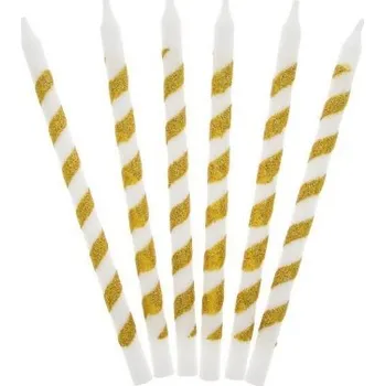 Party dekorace Dortové svíčky Twister - zlaté 16 ks