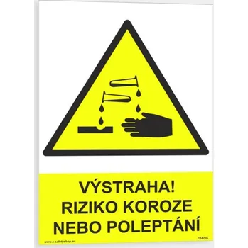 Výstraha! Riziko koroze nebo poleptání Samolepka 210 x 297 mm (A4) tl. 0.1 mm - Kód: 03631