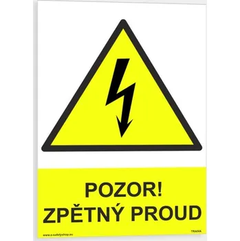 Pozor! Zpětný proud Samolepka 210 x 297 mm (A4) tl. 0.1 mm - Kód: 01429