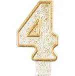 Svíčka narozeninová číslice 4 zlatá 7,5 cm