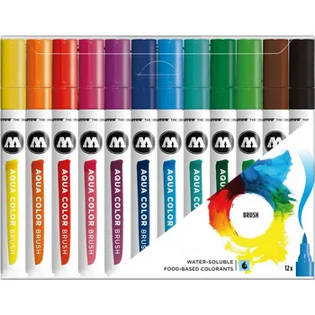 Kancelářské potřeby Akvarelové fixy MOLOTOW Aqua Color Brush, 12ks základní A