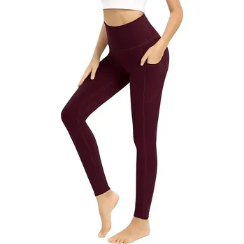 Dámské legíny Dámské legíny s vysokým pasem Vínově červená M