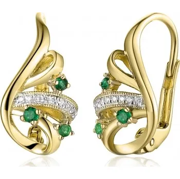 Náušnice Diamantové zlaté náušnice Tatiana s diamanty Materiál: Kombinované zlato, Druh kamene: Smaragd