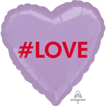 Party dekorace Foliový balonek srdce - #LOVE - 43 cm