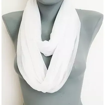 Šála Dámská letní šála tunel - třpytky bílá