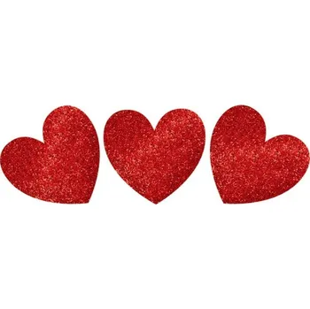 Party dekorace Papírové Jumbo dekorace glitrová červená srdíčka 12-29 cm - 20 ks