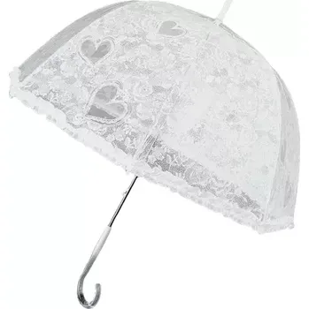 Svatební deštník holový - srdce krajka