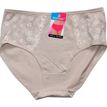 Dámské kalhotky do pasu s krajkou a potiskem 6943 krémové 599/279