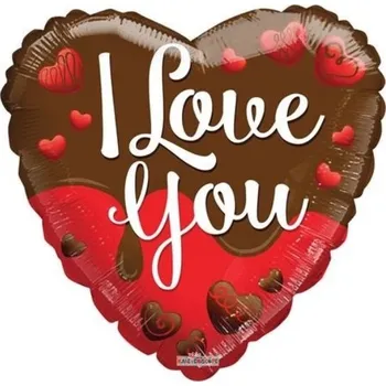 Party dekorace Foliový balonek srdce - čokoládové - I love you 45 cm