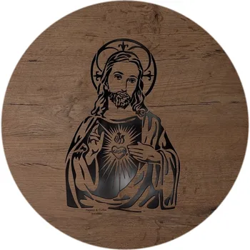 Obraz Li-Go "Ježíš a srdce" světelný obraz 230V 50cm provedení povrchu: dub