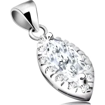 Přívěsek Rhodiovaný přívěsek ze stříbra 925, čiré zirkonové zrnko, třpytivá kontura