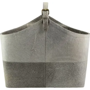 Odpadkový koš Kožený koš hovězí kůže šedá - 50*21*40cm