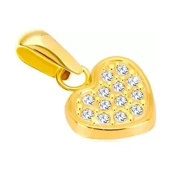 Přívěsek Přívěsek ze žlutého 14K zlata - pravidelné srdíčko vykládané zirkonky