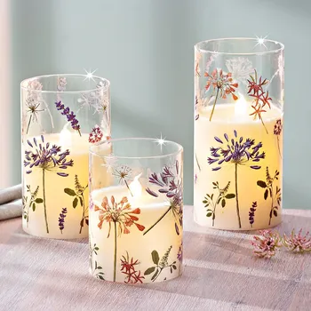 Svíčka Weltbild LED svíčky ve skle Květinová slavnost, sada 3 ks 486146