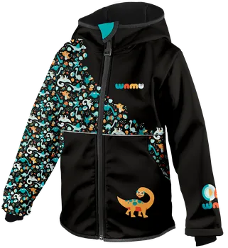 Chlapecká bunda WAMU Softshellová bunda zateplená dinosauři/černohnědá
