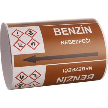 Páska na značení potrubí Signus M25 - BENZÍN Samolepka 130 x 100 mm, délka 1,5 m, Kód: 26025