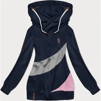 Dámská mikina Tmavě modro-šedá hrubší dámská mikina s pruhy (2302) odstíny modré XXL (44)