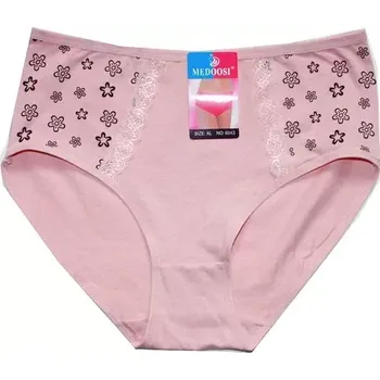 Dámské kalhotky do pasu s krajkou a potiskem 6943 růžové