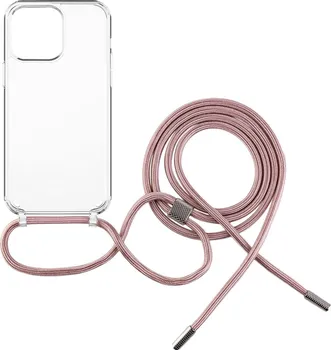 Pouzdro na mobilní telefon FIXED Pure Neck pro Apple iPhone 14 Pro Max transparentní/růžová šňůrka