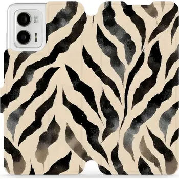 Pouzdro na mobilní telefon Flipové pouzdro Mobiwear - Motorola Moto G73 5G - VA53S Zebří (Knížkové flip pouzdro, obal, kryt na mobil Motorola Moto G73 5G - VA53S Zebří, materiál Umělá kůže + TPU - ochrana 360°, stojánek, silikonová vanička, magnetické zavírání)