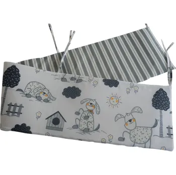 mantinel do postýlky Mantinel do postýlky šedí pejsci s pruhy 180 cm