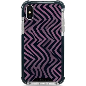 Pouzdro na mobilní telefon Odolný obal Mobiwear MagSafe Elite Bumper - Apple iPhone X / XS - DA55D Fialové klikyháky (Odolný kryt, pouzdro, obal Mobiwear Elite Bumper na mobil Apple iPhone X / XS - DA55D Fialové klikyháky, materiál Plast + TPU silikon + kov - zesílená ochrana)