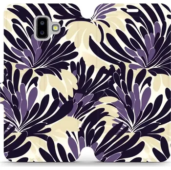 Pouzdro na mobilní telefon Flipové pouzdro Mobiwear - Samsung Galaxy J6 Plus 2018 - VA47S Fialová flóra (Knížkové flip pouzdro, obal, kryt na mobil Samsung Galaxy J6 Plus 2018 - VA47S Fialová flóra, materiál Umělá kůže + TPU - ochrana 360°, stojánek, silikonová vanička, magnetické)
