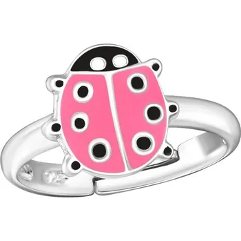 Prsten Dětský stříbrný prsten - růžová beruška