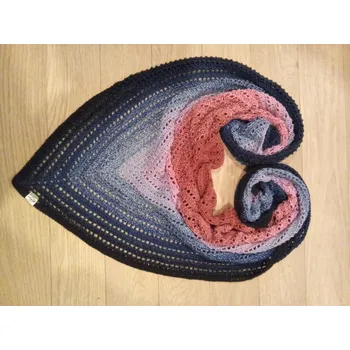 Šátek Háčkovaný šátek starorůžová - tmavě modrá