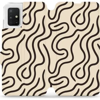 Pouzdro na mobilní telefon Flipové pouzdro Mobiwear - Samsung Galaxy A51 - VA60S Linky (Knížkové flip pouzdro, obal, kryt na mobil Samsung Galaxy A51 - VA60S Linky, materiál Umělá kůže + TPU - ochrana 360°, stojánek, silikonová vanička, magnetické zavírání)
