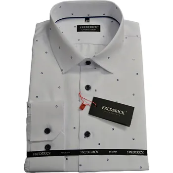 Pánská košile Pánská košile s dlouhým rukávem - střih REGULAR - vzor F660 - bíla barva s modrým vzorem - 40