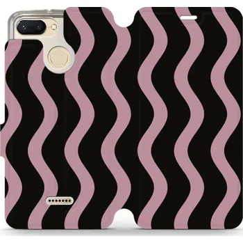 Pouzdro na mobilní telefon Flipové pouzdro Mobiwear - Xiaomi Redmi 6 - VA54S Fialové vlnky (Knížkové flip pouzdro, obal, kryt na mobil Xiaomi Redmi 6 - VA54S Fialové vlnky, materiál Umělá kůže + TPU - ochrana 360°, stojánek, silikonová vanička, magnetické zavírání)